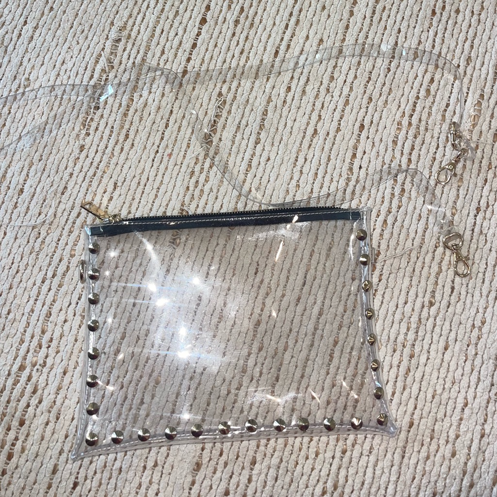 Clearly Handbags Envelope Style Clear Bag With Gold Stud Trim